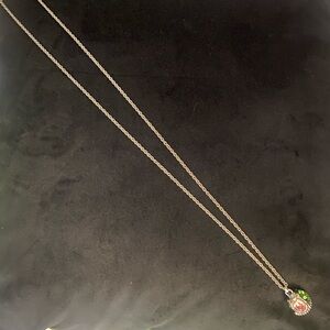 Joan Rivers￼ Long 34" NECKLACE w/ Pastel Crystal Pendant Amulet  Silver￼￼ ￼TONE